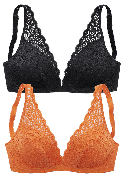 PETITE FLEUR Bralette-BH Damen orange+schwarz Gr.70B