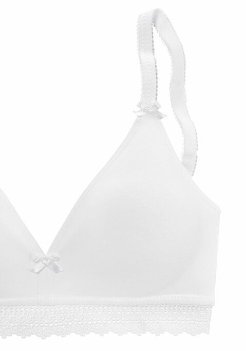 Bild: Bralette-BH von petite fleur: Petite Fleur: Bralette-BH (ohne Wattierung) im 2er-Pack. Ohne Bügel. Mit schönem Spitzenband an der Unterbrust. Tolle Schmuckträger. Süße Schleifendetails. Träger und Rückenverschluss verstellbar. Aus trageangenehmer Baumwollqualität. Klassische Dessous. Bequeme Alltags-Dessous. Modische Dessous. Aus 80% Baumwolle, 10% Polyamid, 10% Elasthan.