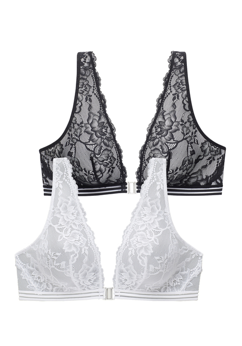 PETITE FLEUR Bralette-BH Damen weiß+schwarz Gr.70A