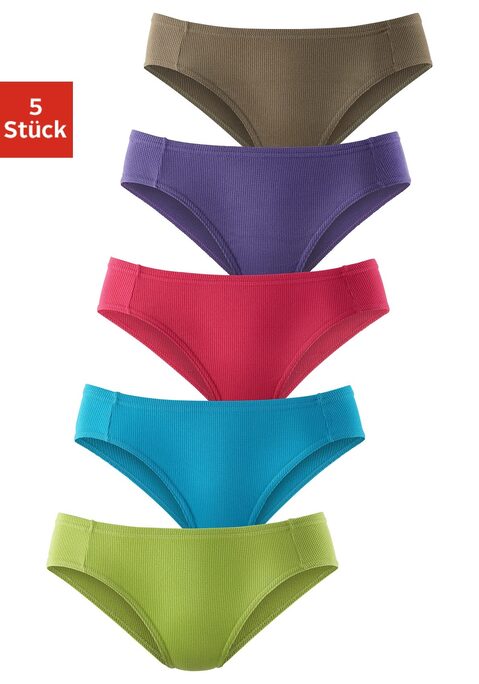 Bild: Bikinislip von petite fleur by Lascana: Bequeme Basic-Slips im 5er-Pack von Petite Fleur. Elastische Abschlüsse und flache Einfassungen. Hochelastische Piqué-Qualität.