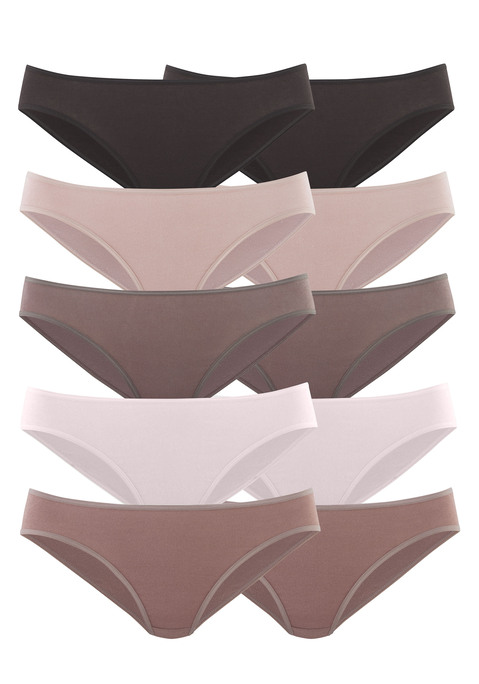 Bild: Bikinislip von petite fleur by Lascana: Bikinislips im praktischen 10er-Pack in verschiedenen Farbvarianten. Elastische Einfassungen am Bund und an den Beinausschnitten. Einsatz von Baumwolle, die die Initiative Cotton made in Africa unterstützt.