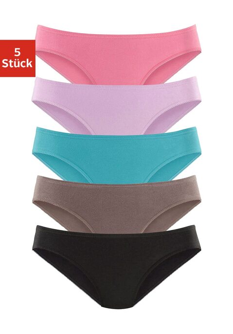 Bild: Bikinislip von petite fleur by Lascana: Perfekt für jeden Tag: Bikinislip im 5er-Pack von Petite Fleur. Normale Leibhöhe und extraweiches Bündchen. Weiche Stretchqualität aus Baumwolle.