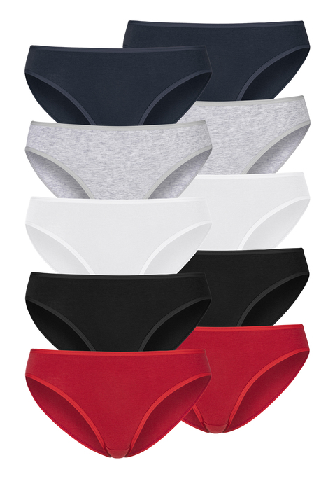 Bild: Bikinislip von petite fleur by Lascana: Bikinislips im praktischen 10er-Pack in verschiedenen Farbvarianten. Elastische Einfassungen am Bund und an den Beinausschnitten. Einsatz von Baumwolle, die die Initiative Cotton made in Africa unterstützt.