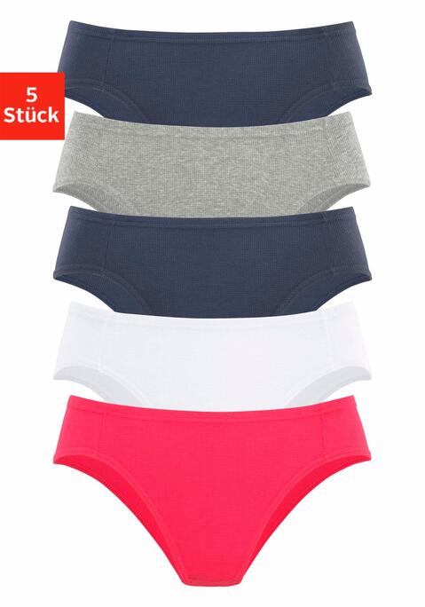 Bild: Bikinislip von petite fleur by Lascana: Bequeme Basic-Slips im 5er-Pack von Petite Fleur. Elastische Abschlüsse und flache Einfassungen. Hochelastische Piqué-Qualität.