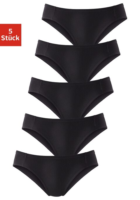 Bild: Bikinislip von petite fleur by Lascana: Bequeme Basic-Slips im 5er-Pack von Petite Fleur. Elastische Abschlüsse und flache Einfassungen. Hochelastische Piqué-Qualität.