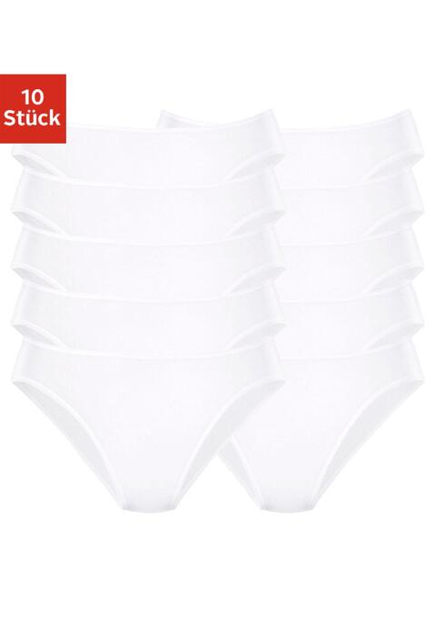 Bild: Bikinislip von petite fleur by Lascana: Bikinislips im praktischen 10er-Pack in verschiedenen Farbvarianten. Elastische Einfassungen am Bund und an den Beinausschnitten. Einsatz von Baumwolle, die die Initiative Cotton made in Africa unterstützt.