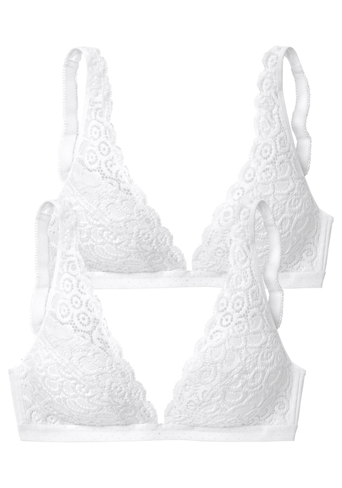Bild: Bralette-BH von petite fleur by Lascana: Tief ausgeschnitten mit dekorativer Jacquardspitze. Cups (ohne Wattierung) aus Vollspitze, blickdicht unterlegt im Untercup. Träger und Rückenverschluss verstellbar. Der BH ist aus 90% Polyamid, 10% Elasthan. Sexy Dessous. Spitzen-Dessous. Romantische Dessous. Verspielte Dessous. BHs sind nicht trocknergeeignet, da die Versteller und Ringe durch die Hitze beschädigt werden und brechen.