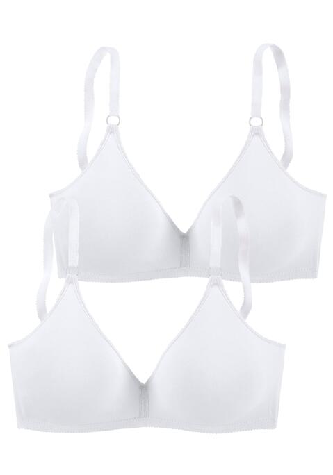 Bild: Bralette-BH von petite fleur by Lascana: Mit nahtlos vorgeformten Cups (ohne Wattierung) und dezenter Zierkante. Träger und Rückenverschluss verstellbar. Der BH ist aus 95% Baumwolle, 5% Elasthan. BHs sind nicht trocknergeeignet, da die Versteller und Ringe durch die Hitze beschädigt werden und brechen.