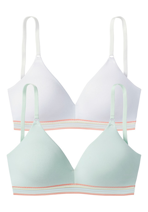 Bild: Bralette-BH von petite fleur by Lascana: Nahtlos vorgeformte Cups, gestreiftes Unterbrustgummi in Pastellfarben. Träger und Rückenverschluss verstellbar. Baumwolle.