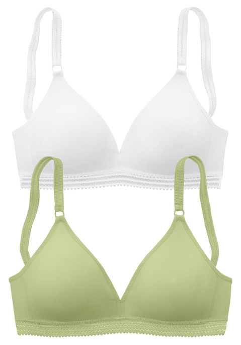Bild: Bralette-BH von petite fleur by Lascana: Modischer BH ohne Bügel und ohne Wattierung im attraktiven Doppelpack. Aus trageangenehmer, zarter Baumwolle - Qualität. Hübsches, weiches Unterbrustband. Träger und Rückenverschluss verstellbar. Mit Liebe & Leidenschaft in Hamburg kreiert. Aus 95% Baumwolle, 5% Elasthan.