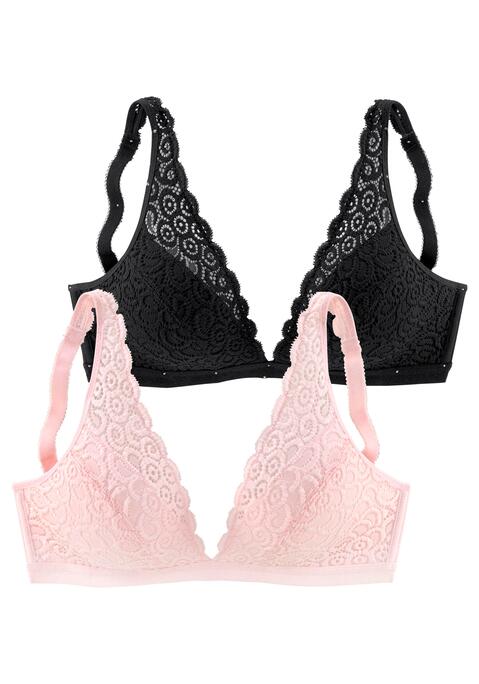 Bild: Bralette-BH von petite fleur by Lascana: Tief ausgeschnitten mit dekorativer Jacquardspitze. Cups (ohne Wattierung) aus Vollspitze, blickdicht unterlegt im Untercup. Träger und Rückenverschluss verstellbar. Der BH ist aus 90% Polyamid, 10% Elasthan. Sexy Dessous. Spitzen-Dessous. Romantische Dessous. Verspielte Dessous. BHs sind nicht trocknergeeignet, da die Versteller und Ringe durch die Hitze beschädigt werden und brechen.