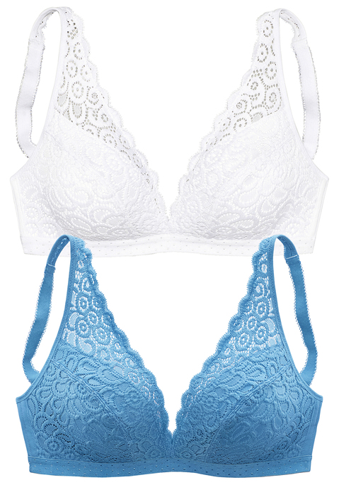 Bild: Bralette-BH von petite fleur by Lascana: Tief ausgeschnitten mit dekorativer Jacquardspitze. Cups (ohne Wattierung) aus Vollspitze, blickdicht unterlegt im Untercup. Träger und Rückenverschluss verstellbar. Der BH ist aus 90% Polyamid, 10% Elasthan. Sexy Dessous. Spitzen-Dessous. Romantische Dessous. Verspielte Dessous. BHs sind nicht trocknergeeignet, da die Versteller und Ringe durch die Hitze beschädigt werden und brechen.