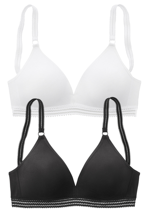 Bild: Bralette-BH von petite fleur by Lascana: Modischer BH ohne Bügel und ohne Wattierung im attraktiven Doppelpack. Aus trageangenehmer, zarter Baumwolle - Qualität. Hübsches, weiches Unterbrustband. Träger und Rückenverschluss verstellbar. Mit Liebe & Leidenschaft in Hamburg kreiert. Aus 95% Baumwolle, 5% Elasthan.