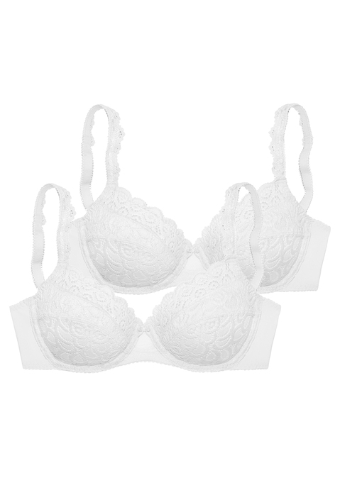Bild: Bügel-BH von petite fleur by Lascana: Femininer Bügel-BH (ohne Wattierung) von Petite Fleur aus schöner, floraler Spitze. Im praktischen 2er-Pack. Mit dekorativen Trägern. Träger und Rückenverschluss verstellbar. Sexy Dessous. Spitzen-Dessous. Romantische Dessous. Verspielte Dessous. Aus 90% Polyamid, 10% Elasthan