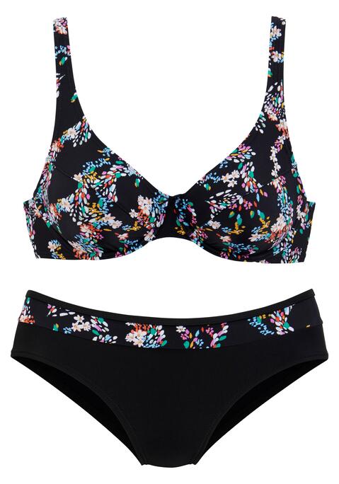 Bild: Bügel-Bikini von petite fleur by Lascana: Bügel-Bikini von Petite Fleur. Florales Design. Top mit verstellbaren Trägern. Etwas höher geschnittene Hose.