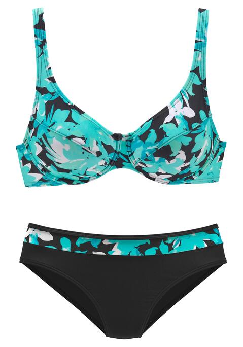 Bild: Bügel-Bikini von petite fleur by Lascana: Bügel-Bikini von Petit Fleur im floralem Design. Das Top hat verstellbare Träger und die Bikini-Hose einen bedruckten Einsatz. Obermaterial: 80% Polyamid, 20% Elasthan LYCRA® XTRA LIFE™. Futter: 100% Polyester