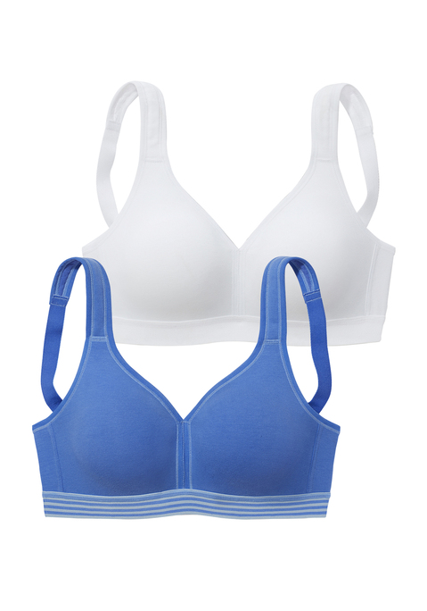 Bild: Entlastungs-BH von petite fleur by Lascana: Entlastungs-BH im 2er Pack, nahtlos vorgeformte  Cups (ohne Wattierung), breite, leicht wattierte Träger für hohen Tragekomfort, Träger und Rückenverschluss verstellbar. Mit Liebe & Leidenschaft in Hamburg kreiert. Obermaterial: 90% Baumwolle, 10% Elasthan.