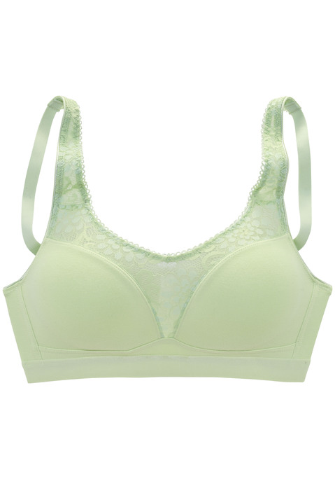 Bild: Entlastungs-BH von petite fleur by Lascana: Femininer Entlastungs-BH (ohne Wattierung). Mit feinen Spitzeneinsätzen am Obercup. Aus angenehmer Baumwolle. Individuell verstellbare, wattierte Träger und Rückenverschluss. Mit Liebe & Leidenschaft in Hamburg kreiert. Aus 80% Baumwolle, 11% Polyamid, 9% Elasthan.