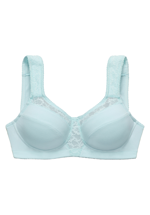 Bild: Entlastungs-BH von petite fleur by Lascana: Entlastungs-BH aus Baumwolle, mit Spitzeneinsätzen, breite, gefütterte Träger, Rückenverschluss verstellbar. Aus 80% Baumwolle, 15% Polyamid, 5% Elasthan.
