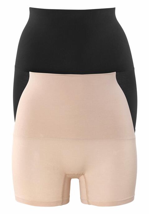 Bild: Formpants von petite fleur by Lascana: Bodyforming-Pantys im 2er-Pack. Seamless, rundum nahtlos. Kaschiert perfekt die Bauchpartie. Shape wear. Shaping Unterwäsche. Shaping Unterhose. Shaping Slip. Shape Unterwäsche. Hochelastische Qualität aus 65% Baumwolle, 20% Elasthan, 15% Polyamid.