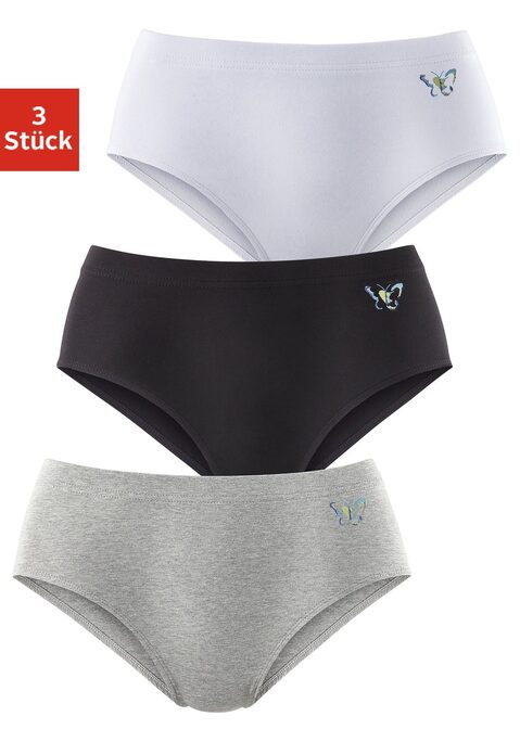 Bild: Formslip von petite fleur by Lascana: Petite Fleur Formslip im praktischen 3er-Pack. Mit eingearbeitetem Powernetz für eine tolle Silhouette. Mit niedlichem Schmetterlings-Druck an der Seite. Aus formstabiler Baumwoll-Stretch-Qualität.