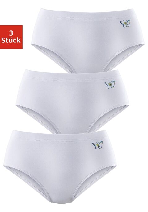 Bild: Formslip von petite fleur by Lascana: Petite Fleur Formslip im praktischen 3er-Pack. Mit eingearbeitetem Powernetz für eine tolle Silhouette. Mit niedlichem Schmetterlings-Druck an der Seite. Aus formstabiler Baumwoll-Stretch-Qualität.
