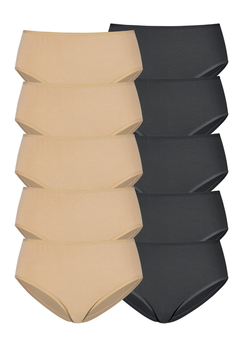 Bild: Hüftslip von petite fleur by Lascana: Hüftslips im praktischen 10er-Pack in verschiedenen Farbvarianten. Elastische Einfassungen am Bund und an den Beinausschnitten. Einsatz von Baumwolle, die die Initiative Cotton made in Africa unterstützt.