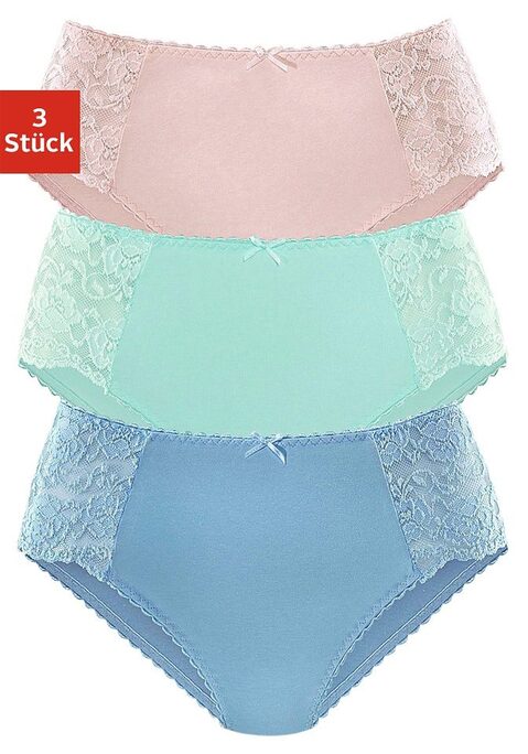 Bild: Hüftslip von petite fleur by Lascana: Petite Fleur Hüftslips im praktischem 3er-Pack. Mit femininen Details aus transparenter Spitze und zarter Muschelkante. Weiche, elastische Qualität für höchsten Tragekomfort.