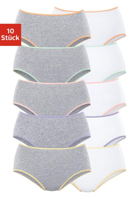 Bild: Hüftslip von petite fleur by Lascana: Hüftslips im praktischen 10er-Pack in verschiedenen Farbvarianten. Elastische Einfassungen am Bund und an den Beinausschnitten. Einsatz von Baumwolle, die die Initiative Cotton made in Africa unterstützt.