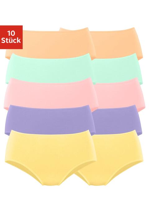 Bild: Hüftslip von petite fleur by Lascana: Hüftslips im praktischen 10er-Pack in verschiedenen Farbvarianten. Elastische Einfassungen am Bund und an den Beinausschnitten. Einsatz von Baumwolle, die die Initiative Cotton made in Africa unterstützt.