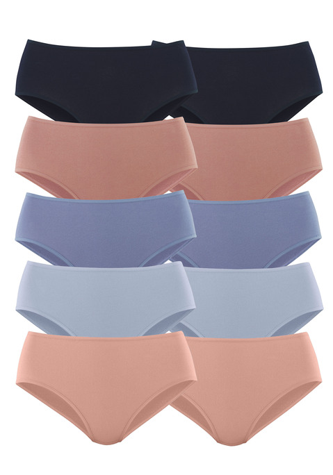 Bild: Hüftslip von petite fleur by Lascana: Hüftslips im praktischen 10er-Pack in verschiedenen Farbvarianten. Elastische Einfassungen am Bund und an den Beinausschnitten. Einsatz von Baumwolle, die die Initiative Cotton made in Africa unterstützt.