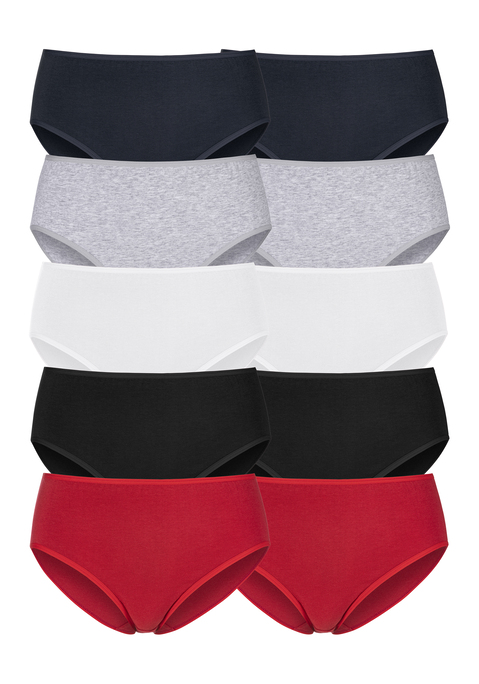 Bild: Hüftslip von petite fleur by Lascana: Hüftslips im praktischen 10er-Pack in verschiedenen Farbvarianten. Elastische Einfassungen am Bund und an den Beinausschnitten. Einsatz von Baumwolle, die die Initiative Cotton made in Africa unterstützt.