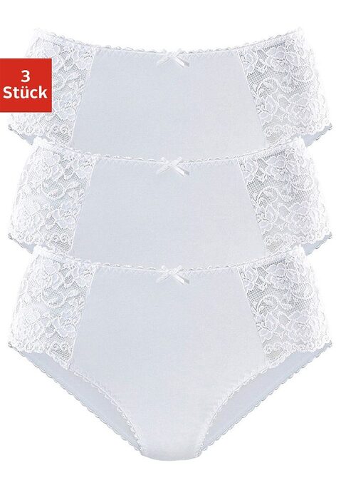 Bild: Hüftslip von petite fleur by Lascana: Petite Fleur Hüftslips im praktischem 3er-Pack. Mit femininen Details aus transparenter Spitze und zarter Muschelkante. Weiche, elastische Qualität für höchsten Tragekomfort.