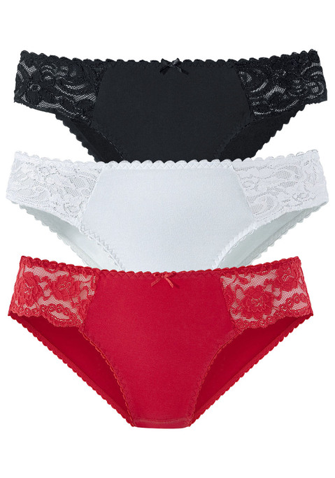 Bild: Jazz-Pants Slips von petite fleur by Lascana: Slips von Petite Fleur im praktischem 3er-Pack. Mit femininen Details aus transparenter Spitze und zarter Muschelkante. Etwas höhere Leibhöhe. Weiche, elastische Baumwollqualität für höchsten Tragekomfort.