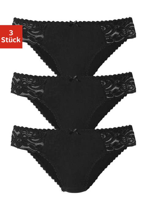 Bild: Jazz-Pants Slips von petite fleur by Lascana: Slips von Petite Fleur im praktischem 3er-Pack. Mit femininen Details aus transparenter Spitze und zarter Muschelkante. Etwas höhere Leibhöhe. Weiche, elastische Baumwollqualität für höchsten Tragekomfort.