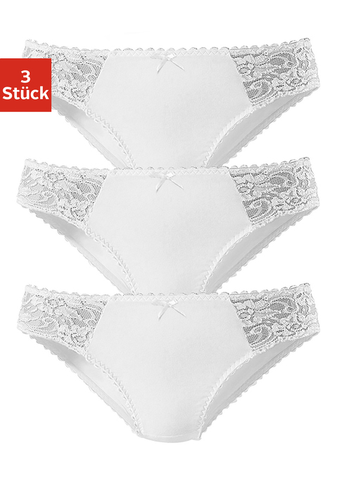 Bild: Jazz-Pants Slips von petite fleur by Lascana: Slips von Petite Fleur im praktischem 3er-Pack. Mit femininen Details aus transparenter Spitze und zarter Muschelkante. Etwas höhere Leibhöhe. Weiche, elastische Baumwollqualität für höchsten Tragekomfort.