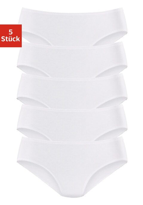 Bild: Jazz-Pants Slips von petite fleur by Lascana: Schlichte Jazzpants im 5er-Pack von Petite Fleur mit etwas höherer Leibhöhe und extraweichem Bündchen. Perfektes Basic für jeden Tag. Weiche Stretchqualität aus Baumwolle.