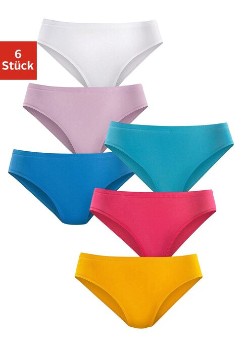 Bild: Jazz-Pants Slips von petite fleur by Lascana: Zeitlose Damenslips im praktischen 6er-Pack von Petite Fleur. Unifarben. Etwas höhere Leibhöhe für eine komfortable Passform. Normaler Beinausschnitt. Weiche Qualität.