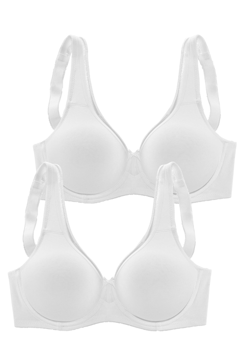 Bild: Minimizer-BH von petite fleur by Lascana: Schöner Basic-BH mit Zierband entlang der oberen Cupkante und den Trägern. Mit Formbügel und nahtlos vorgeformten Cups (ohne Wattierung). Durch die besondere Schnittführung wirkt der Busen optisch kleiner. Träger und Rückenverschluss verstellbar. Der BH ist aus 95% Baumwolle, 5% Elasthan. Klassische Dessous. Bequeme Alltags-Dessous. Modische Dessous.   
 BHs sind nicht trocknergeeignet, da die Versteller und Ringe durch die Hitze beschädigt werden und brechen.