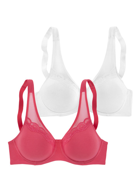 Bild: Minimizer-BH von petite fleur by Lascana: Minimizer BH von Petite Fleur aus Baumwolle. Mit nahtlos vorgeformten Cups ohne Wattierung, nichts zeichnet sich ab. Breitere, leicht gefütterte Träger bieten angenehmen Halt. Mit modernen Netzeinsätzen. Träger und Rückenverschluss verstellbar.  Aus 80% Baumwolle, 12% Polyamid, 8% Elasthan