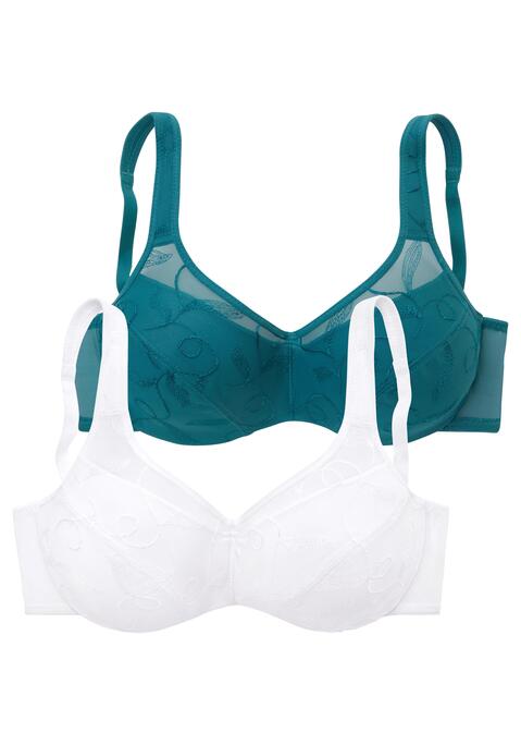 Bild: Minimizer-BH von petite fleur by Lascana: PETITE FLEUR: Minimizer-BH (ohne Wattierung) im 2er-Pack mit Bügel. Mit Stickereispitze. Durch die besondere Schnittführung wirkt die Büste optisch kleiner. Breitere Träger für einen komfortablen Halt. Träger und Rückenverschluss verstellbar.  Aus 90% Polyamid, 10% Elasthan. BHs sind nicht trocknergeeignet, da die Versteller und Ringe durch die Hitze beschädigt werden und brechen.