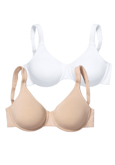 Bild: Minimizer-BH von petite fleur by Lascana: Schöner Minimizer-BH von Petite Fleur im Doppelpack. Durch die besondere Schnittführung wirkt der Busen optisch kleiner. Nahtlos vorgeformte Cups mit Formbügel. Ideal für eng anliegende Kleidung - nichts zeichnet sich ab! Dank der hautfreundlichen Baumwoll-Qualität ist ein angenehmes Tragegefühl gesichert. Der Minimizer-BH ist aus 93% Baumwolle, 7% Elasthan. Äußerst trageangenehme Qualität.