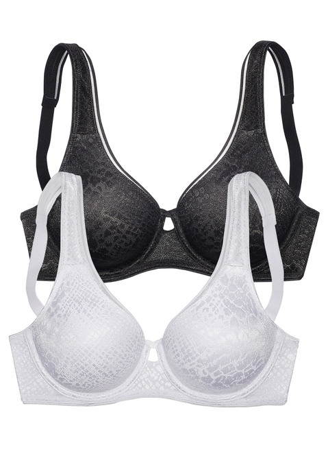 Bild: Minimizer-BH von petite fleur by Lascana: Moderner Minimizer-BH im attraktiven Doppelpack (ohne Wattierung). Besondere Schnittführung verkleinert die Büste optisch. Ideal auch als T-Shirt BH: Nichts zeichnet sich ab unter eng anliegender Kleidung dank glatter nahtloser Verarbeitung. Verstellbare Träger und Rückenverschluss. Aus 85% Polyamid, 15% Elasthan.