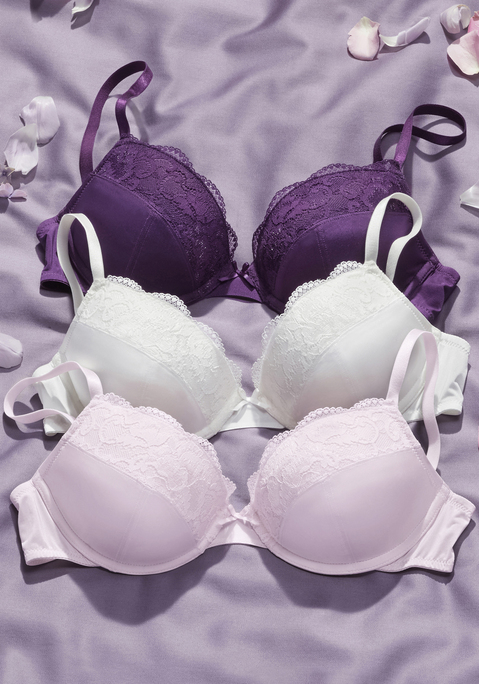 Bild: Push-up-BH von petite fleur by Lascana: Petite Fleur: Push-up-BH im 3er-Pack, mit herausnehmbaren Kissen, Träger und Rückenverschluss verstellbar.