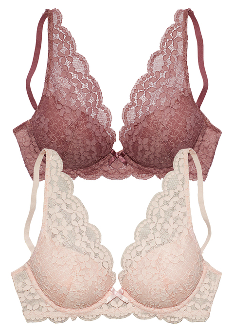 Bild: Push-up-BH von petite fleur by Lascana: Petite Fleur: Push-up-BH im 2er-Pack. In High-Apex-Schnittform auf Formbügel gearbeitet. Mit herausnehmbaren Kissen für ein tolle Dekolletè. Rundum aus schöner Spitze. Schleifenaccessoire in der vorderen Mitte. Träger und Rückenverschluss verstellbar. Sexy Dessous. Spitzen-Dessous. Romantische Dessous. Verspielte Dessous. Aus 60% Polyamid, 35% Polyester, 5% Elasthan.