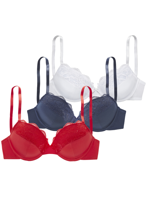Bild: Push-up-BH von petite fleur by Lascana: Petite Fleur: Push-up-BH im 3er-Pack, mit herausnehmbaren Kissen, Träger und Rückenverschluss verstellbar.