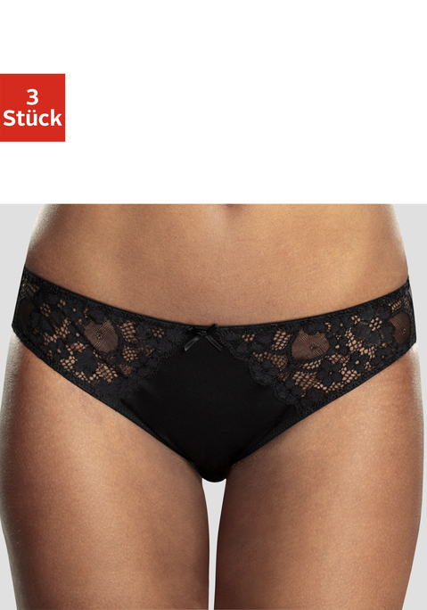 Bild: Slip von petite fleur by Lascana: PETITE FLEUR: Slip im 3er-Pack. Spitzeneinsätze seitlich. Mit Baumwollzwickel. Aus 86%Polyester, 14%Elasthan.
