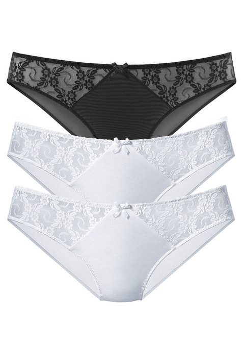 Bild: Slip von petite fleur by Lascana: Petite Fleur: Slip von im 3er-Pack mit schöner Spitze an den Seiten. Mit Baumwollzwickel. Aus 86% Polyester, 14% Elasthan.