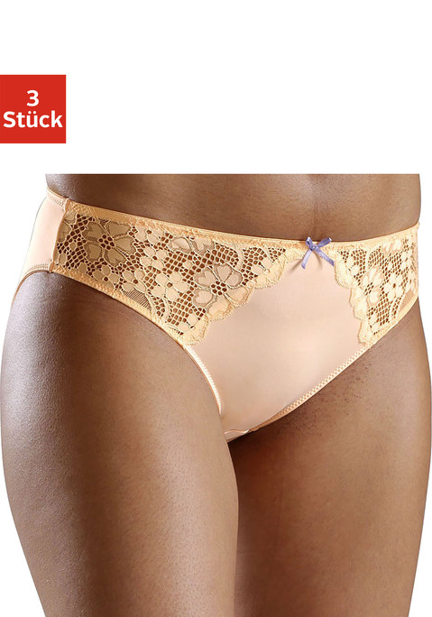 Bild: Slip von petite fleur by Lascana: PETITE FLEUR: Slip im 3er-Pack. Spitzeneinsätze seitlich. Mit Baumwollzwickel. Aus 86%Polyester, 14%Elasthan.