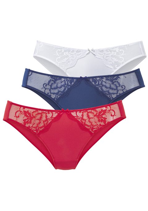 Bild: Slip von petite fleur by Lascana: Femininer Slip im attraktiven 3er-Pack. Gefertigt aus weichem Microtouch-Material und feiner, floraler Spitze. Mit feiner Zierschleife in der vorderen Mitte. Mit eingearbeitetem Baumwollzwickel. Passender BH aus der gleichen Serie, um dein Wäsche-Set zu vervollständigen. Aus 88% Polyamid, 12% Elasthan.